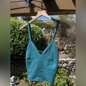Forever 21 Turquoise Crochet Sweater-Knit Cami